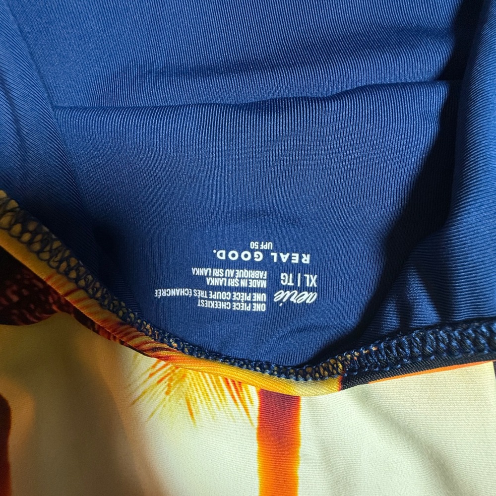 Aerie Real Good One Piece Cheekiest Swimsuit XL Sunset Palm Tree UPF 50 NWT - Picture 7 of 10